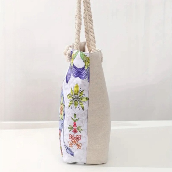 Jumbo Mandala Elephant Canvas Tote Bag, Safari Wildlife Casual Beach Bag - Picture 3 of 4